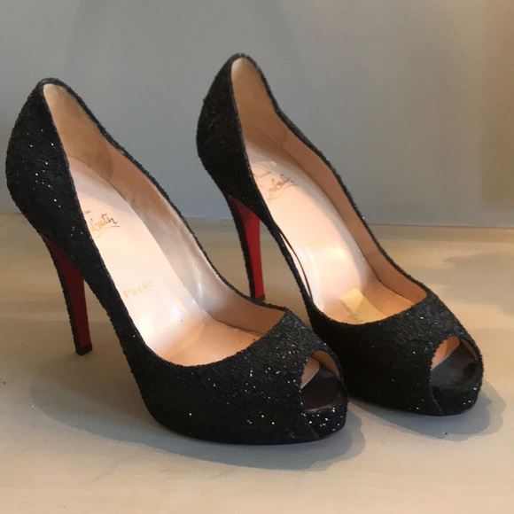 Christian Louboutin Shoes - Christian Louboutin black sparkly peeptoe heels